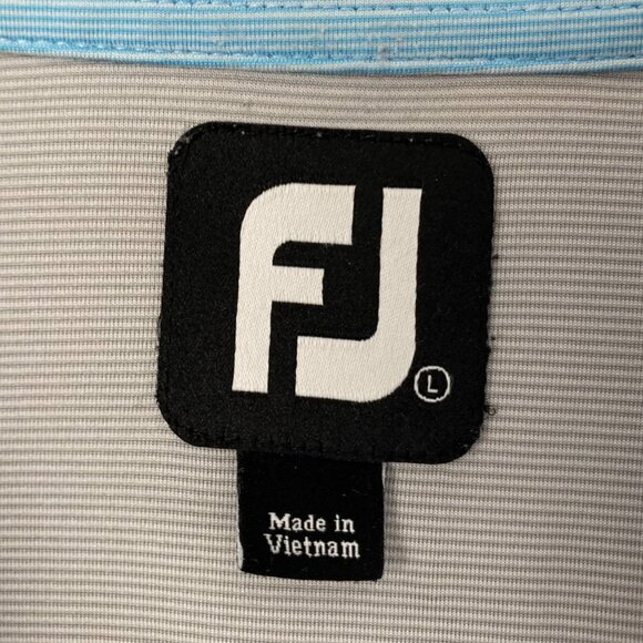 Foot Joy Men's Polo Shirt Tri-Color Striped Size Large Blue and White Casual - Picture 4 of 8